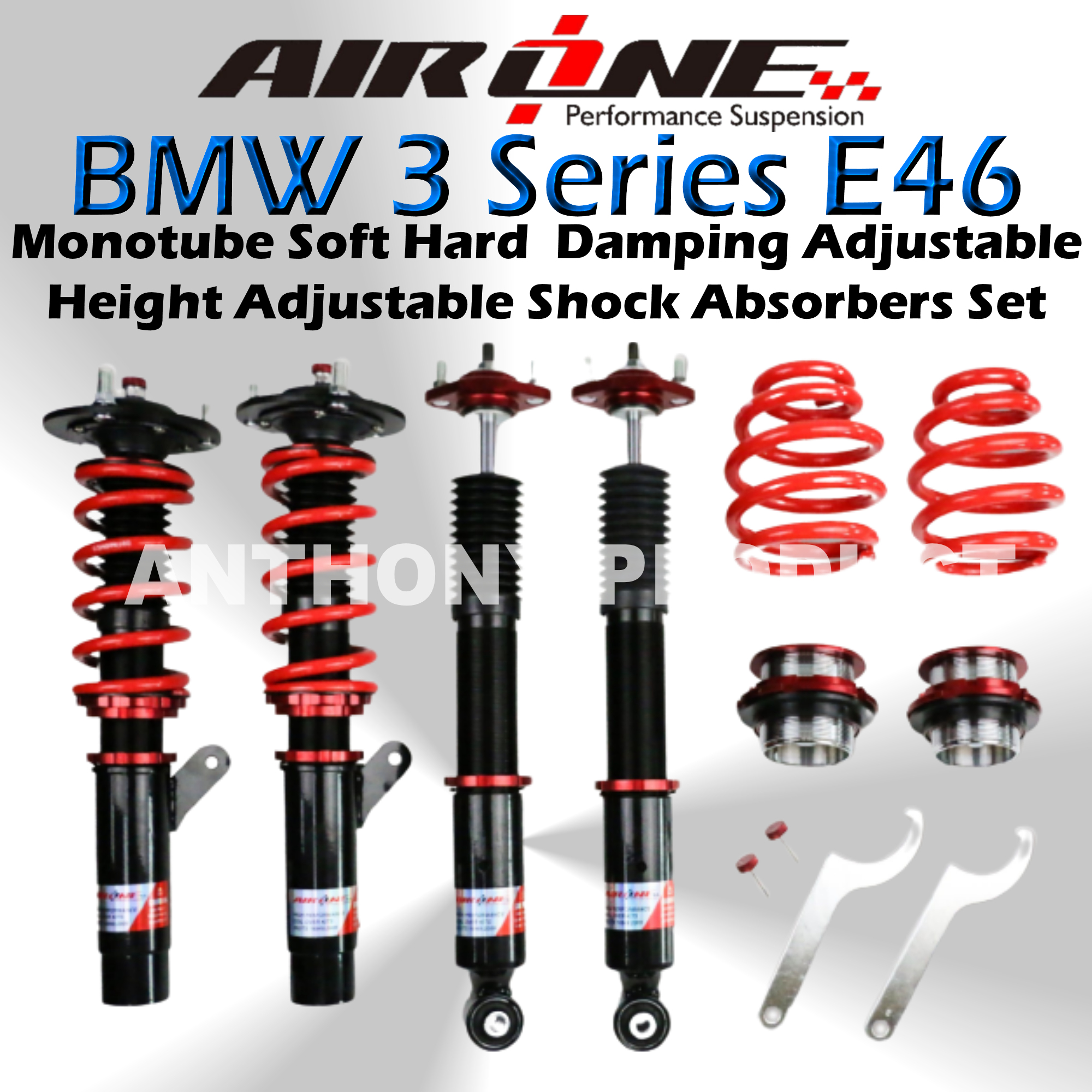 Bmw 3 Series E46 Monotube Soft Hard Height Adjustable Absorber Kit Lazada