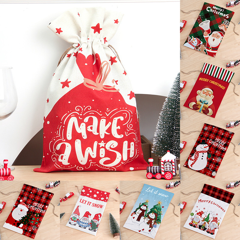 Christmas Purses Wrapping Packaging Cookies Candy Gift Bag Drawstring