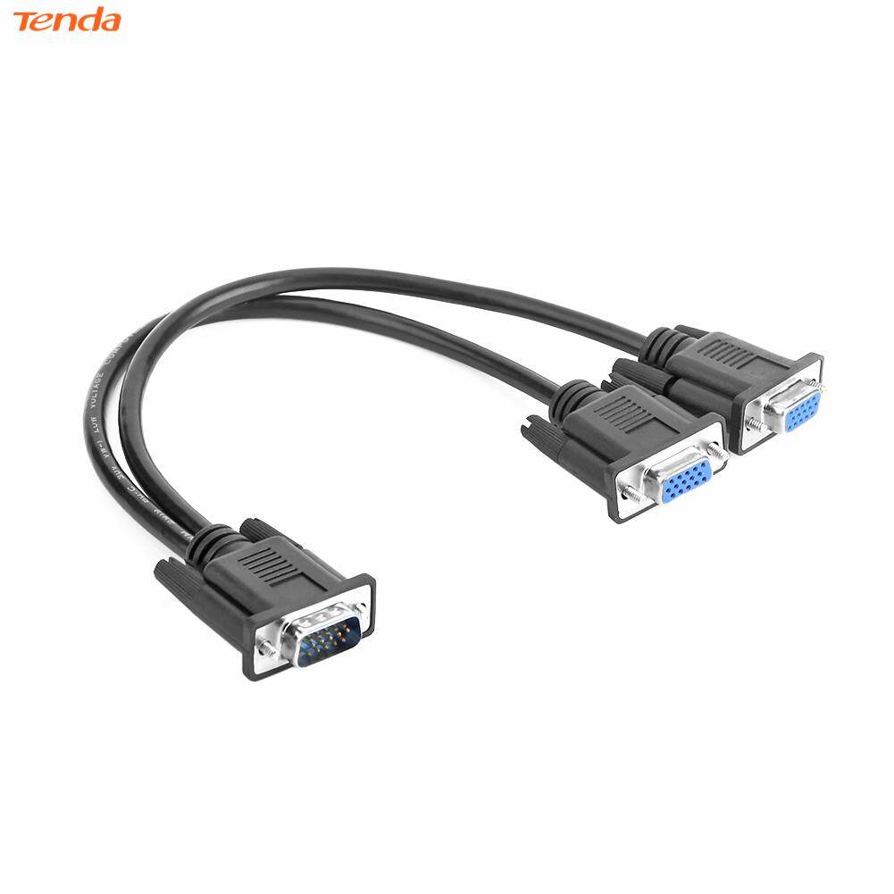 15 Pin VGA Male to 2 Female Y Splitter Cable Monitor Adapter for PC TV