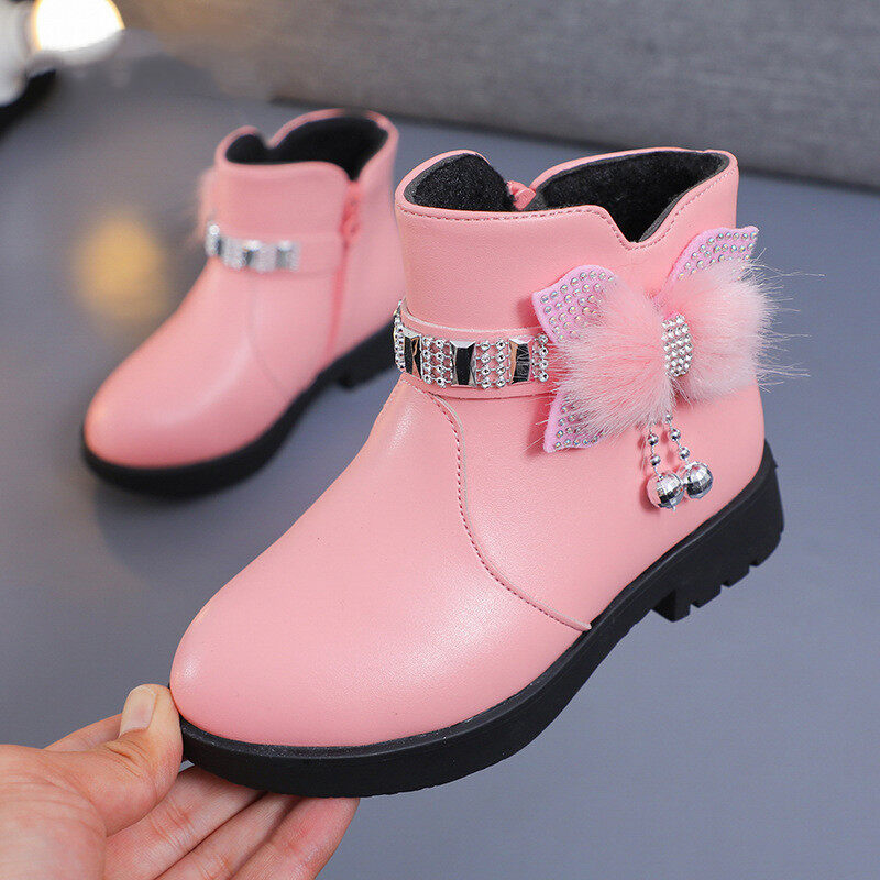 Shoes Girls Shoes Boots Children Fashion Shoes For Boys PU Leather Girls Kids Martin Boots Autumn Winter New Toddler Baby Soft Bottom Short Boots 