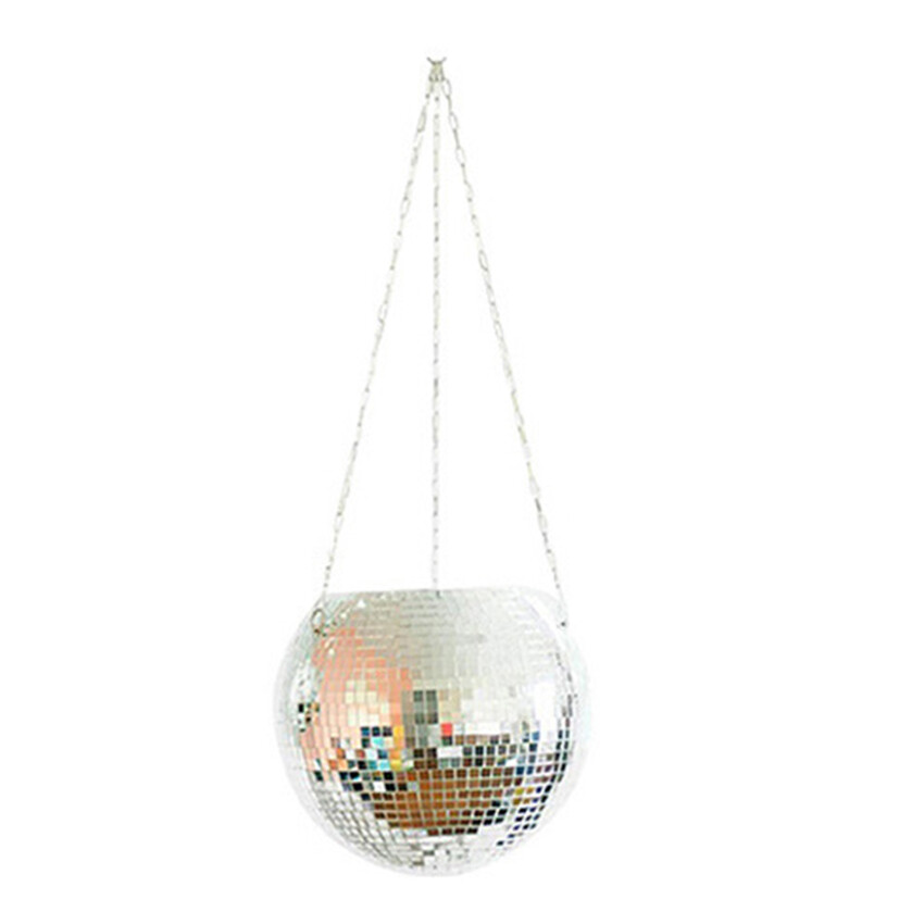 1PC Disco Ball Flower Planter Pots Rope Mirror Hanging Basket Hanging Flower Pot For Indoor Plants Bohemian Style Garden Decor Vase