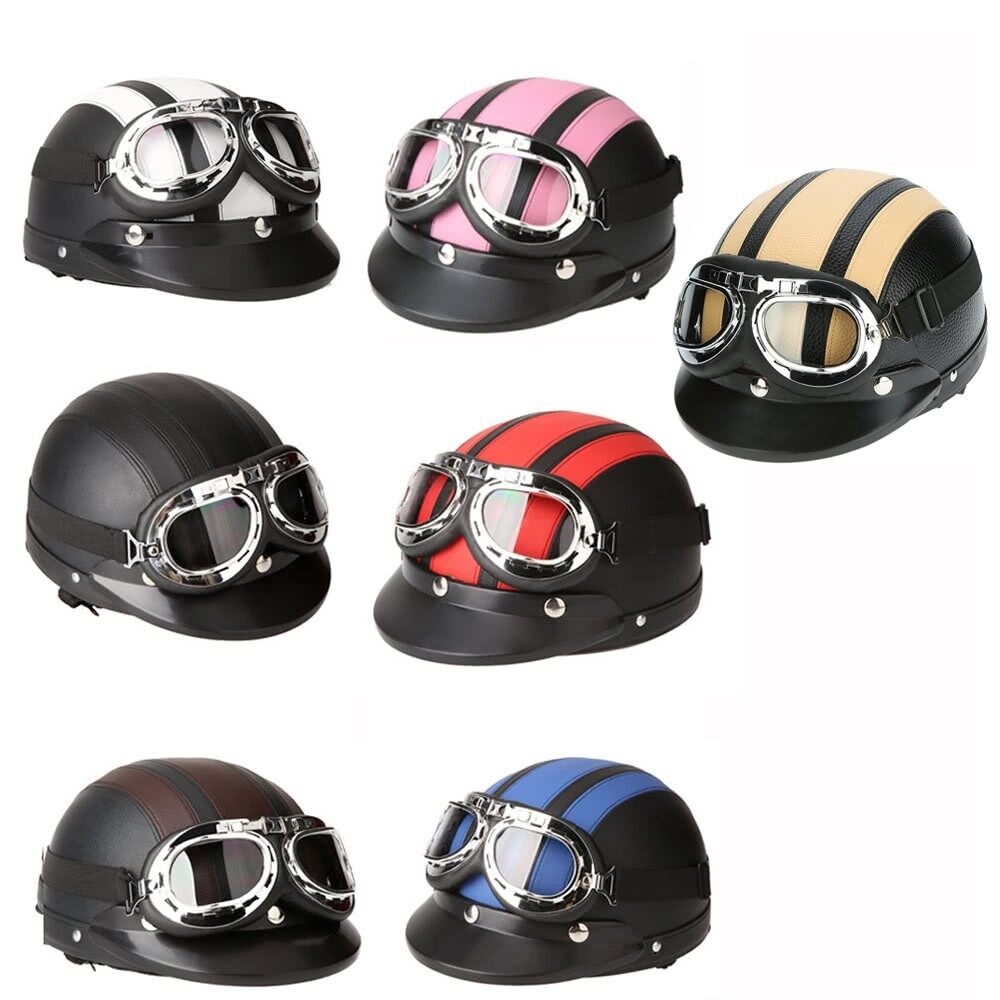 vintage style open face helmet