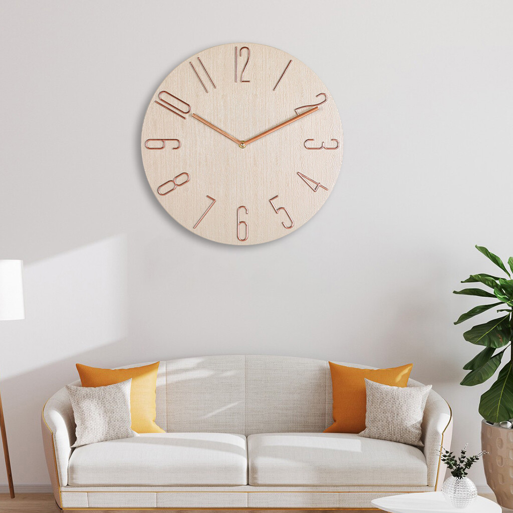 Blesiya 12'' Wall Clock Quartz Round Wall Clock Silent Wall Clock Battery Operated