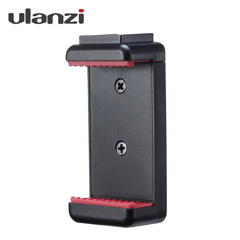 Ulanzi ST-07 Adjustable Phone Holder Vlog Phone Clip with 1/4 Inch Screw Holes Extending Cold Shoe for 5.6-8.3cm Width Smartphone for Tripod LED Light Microphone
