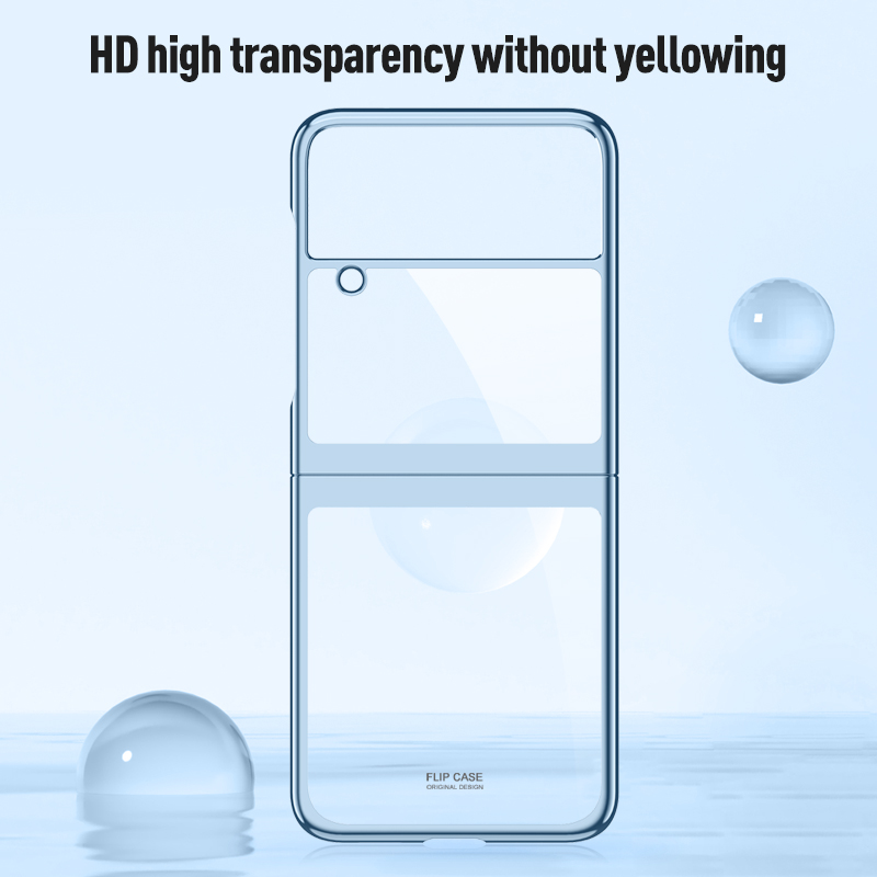 Lenuo Electroplating Frame Case For Samsung Galaxy Z Flip4 Transparent Back Cover Drop Shockproof Phone Case