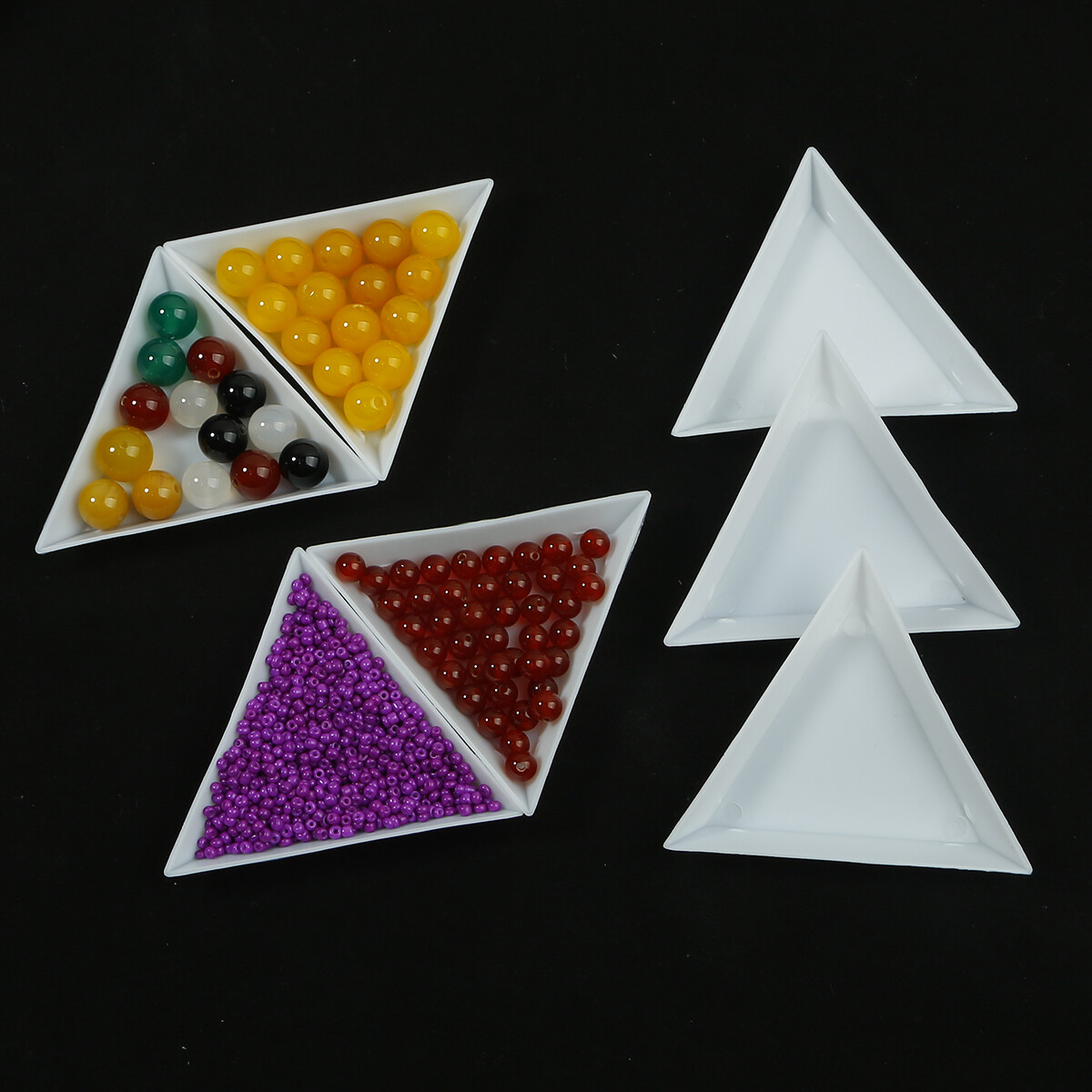 10Pcs Plastic Triangle Plate For Beads Organizer Storage Box Jewelry Display Tray White Containers Packaging Sorting Tools Jewelry Making Accessories