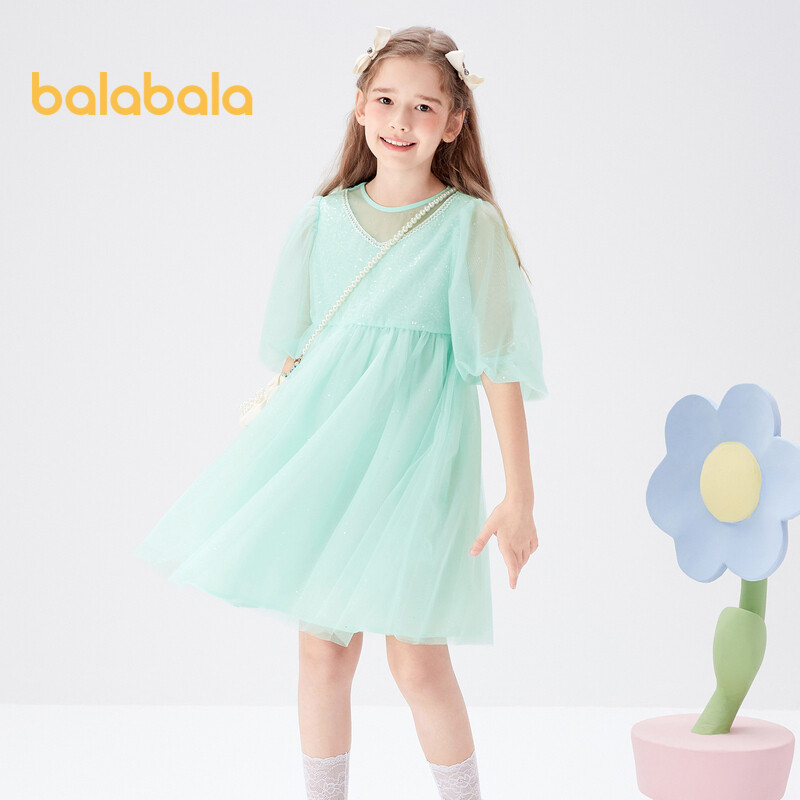 Balabala Toddler Girl Dress Spring Autumn Mesh Princess Dress Exquisite Fashion Dress