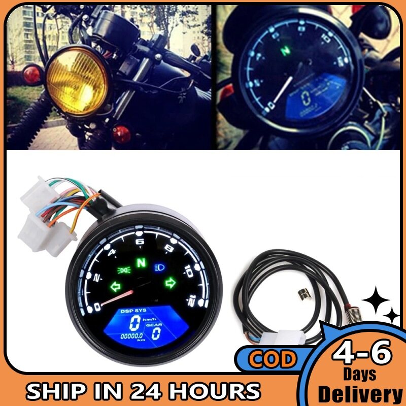 Motorcycle Speedometer Tachometer Lcd Digital Indicator Fuel Meter Dashboard Gauges Odometer Accessories