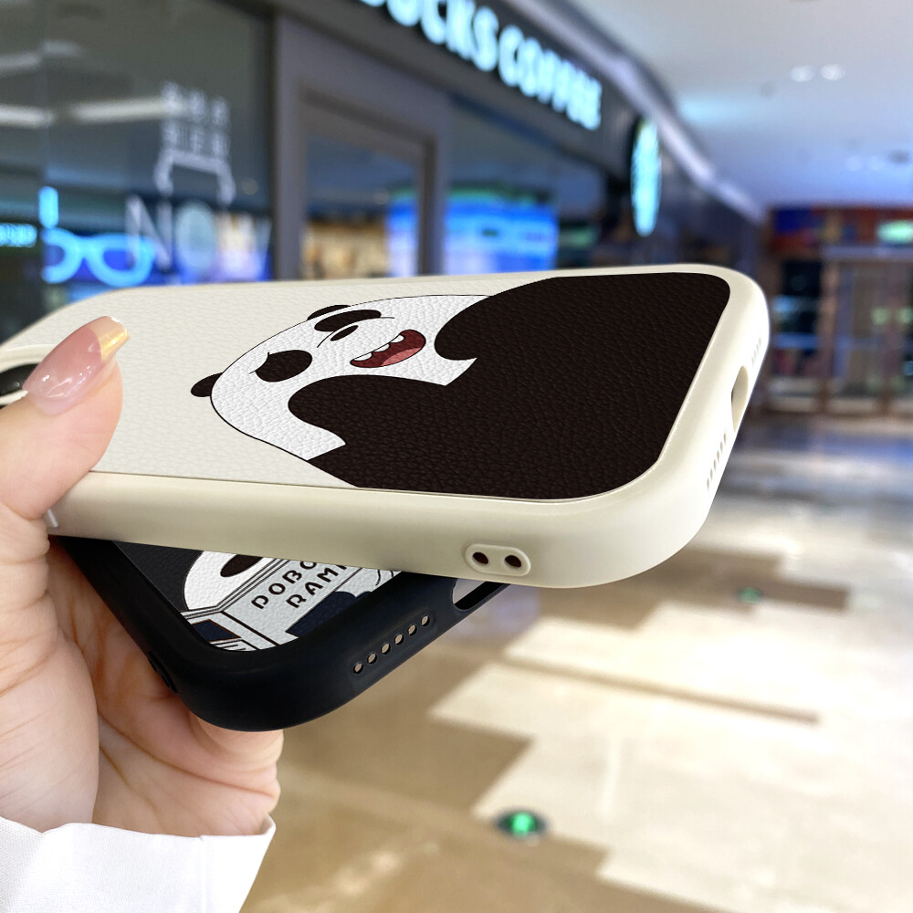 (Leather Case) Jizetin Phone Casing For Xiaomi Redmi Note 7 Note 7 Pro Note 8 Note 8 Pro Slim Skin Feeling Bare Bears Cartoon Ice Bear Panda Grizzly Leather Back Casing Soft Silicone PU Leather Cover Phone Case