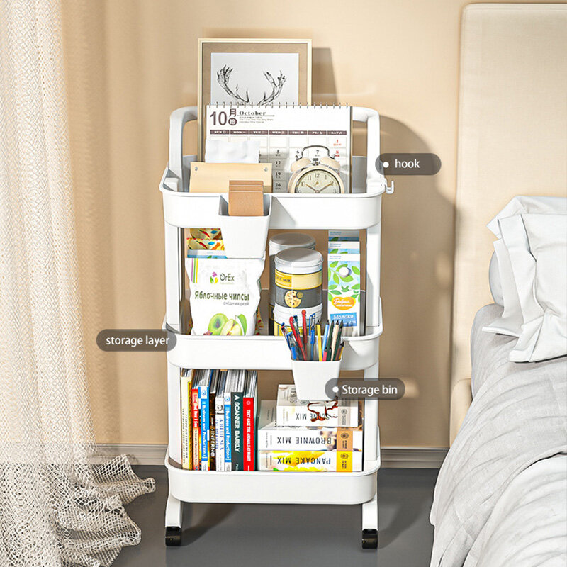 YONUO Trolley rotating rack kitchen bathroom mobile snacks bathroom multi-storey bedroom bedside storage storage rack