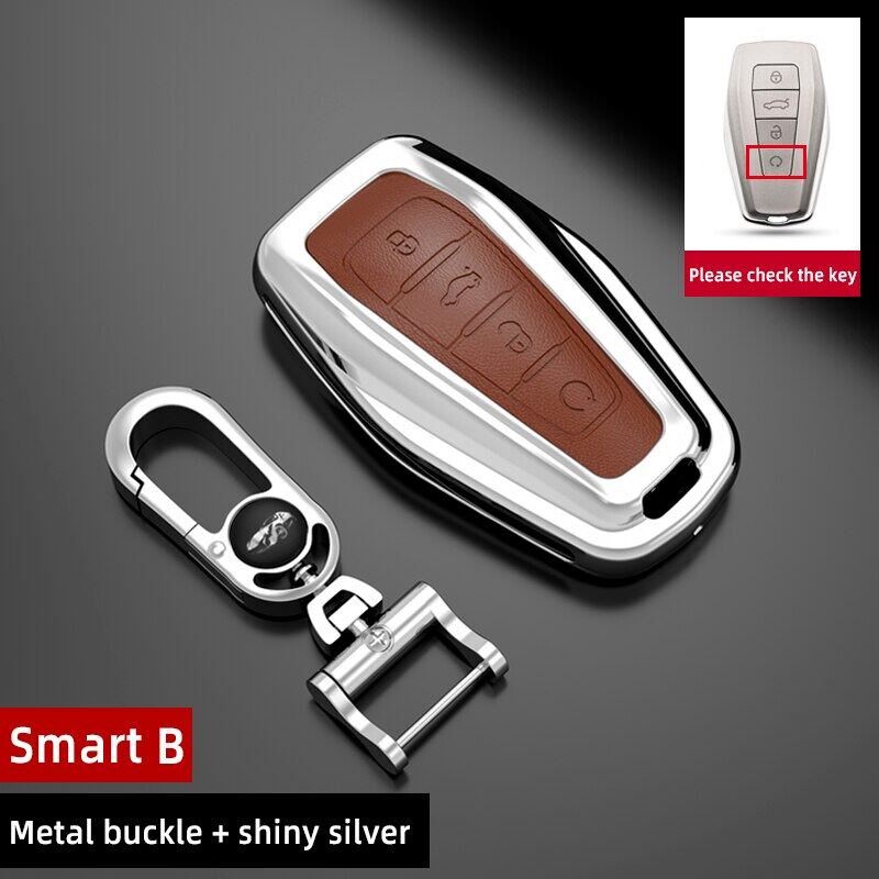 Zinc Alloy Leather Car Remote Key Fob Cover Case for Proton X50 X70