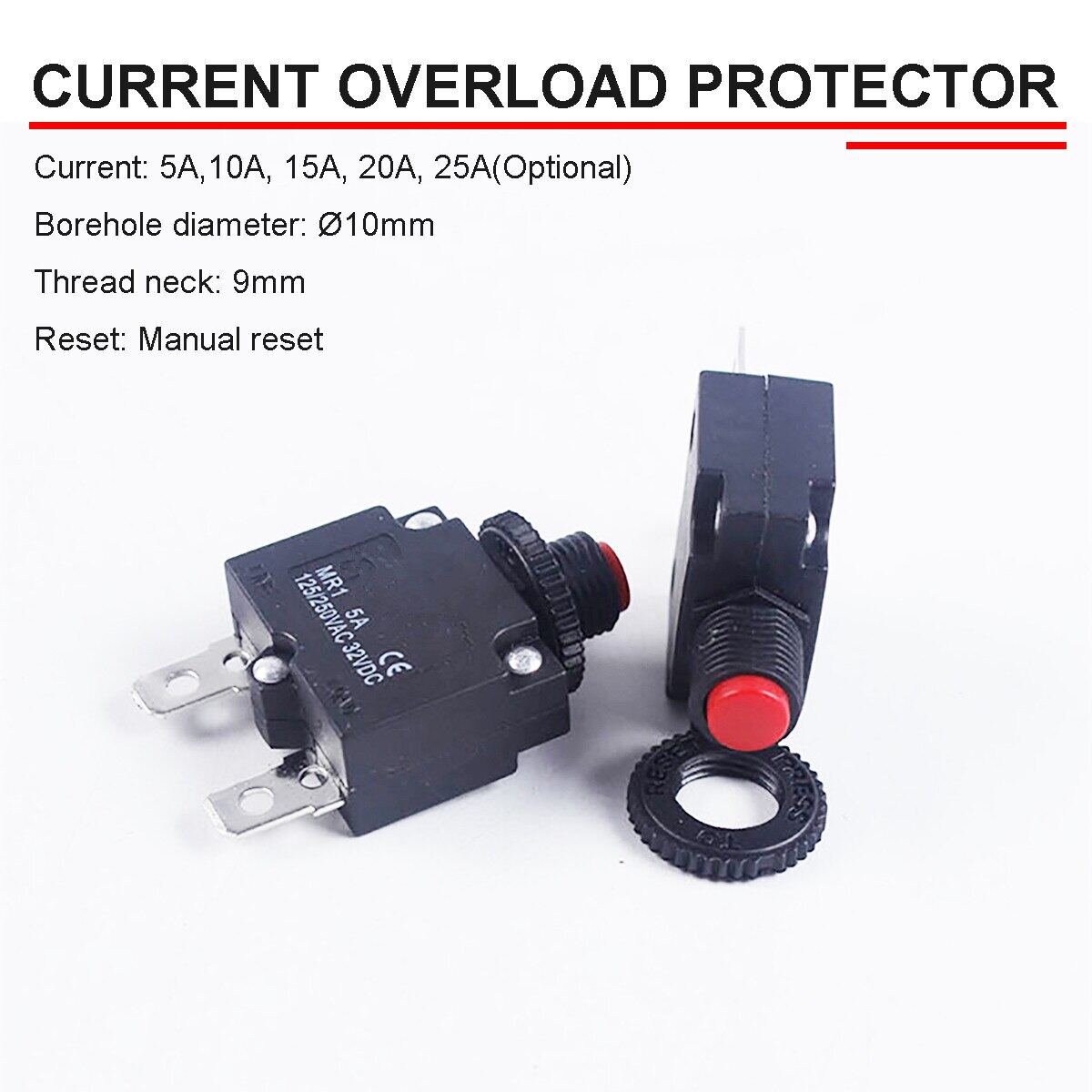 Automatic Circuit Breaker Resettable Fuse Overload Protector Brass