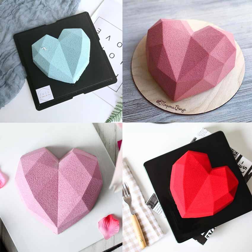 Khuôn Bánh Hình Trái Tim Lớn Bằng Silicon 3D Dụng Cụ Khuôn Nướng Hình Học Sô Cô La