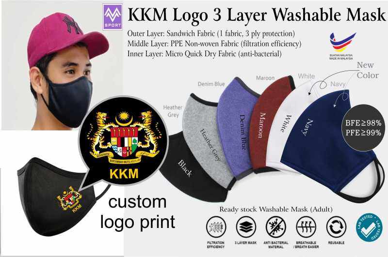 KKM Logo 3 Layer Washable Mask BFE>98%