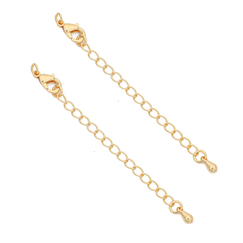 1PC 14K 18k Gold/Silver/Rhoudium Plated Brass Lobster Clasp Extention Chain Set for Bracelet Necklace DIY Jewelry Making Findings