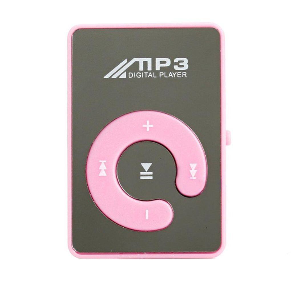 Mirror Surface Mini MP3 Player with Clip USB Charging Portable Music Playing Device Multifunctional Built-in Battery