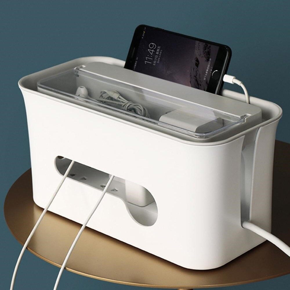Vision Cable Storage Box Case Power Strip Wire Management Socket Safety Tidy Organizer Dust Proof Organisation Space Saver