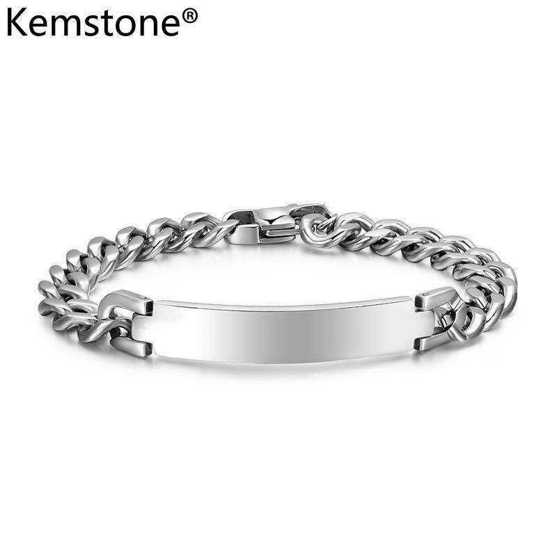 Kemstone Simple Silver Plated Men's Titanium Steel Chain Bracelet