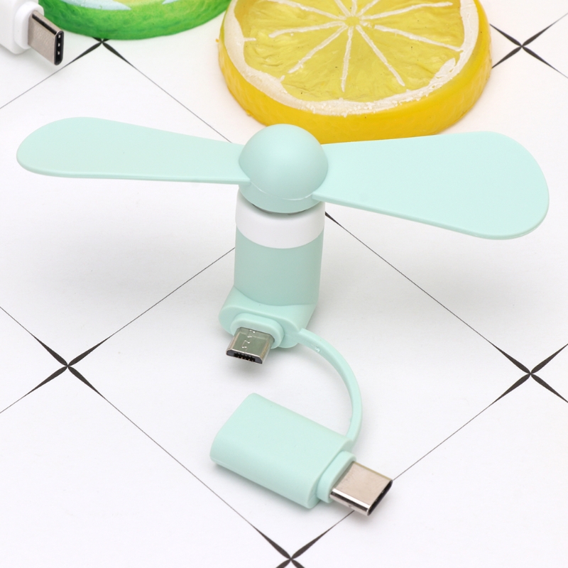 Quạt Làm Mát Di Động 2 Trong 1 Quạt Làm Mát Cầm Tay Type-C Quạt USB Mini Quạt Điện Thoại Di Động Cho Điện Thoại Android Micro USB