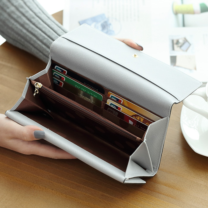 Women Long Wallet Cross Pattern Tri-fold Large-capacity Multi-Card Slots Multi-function Fashion Wallet Clutch
