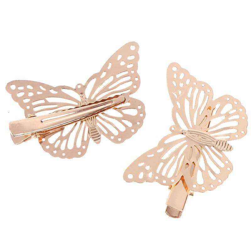 2pcs Fashion Women Girls Gold Butterfly Barrette Hair Clip Hairpin AccessoriesZF