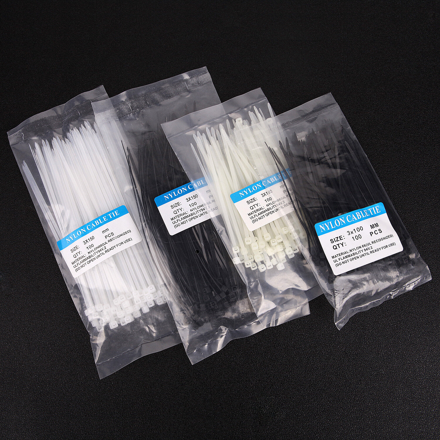 100 Chiếc Dây Cáp Nylon Tự Khóa Dây Buộc Dây Khóa Kéo Dây Cáp Nylon Tự Khóa Dây Cáp Cố Định Màu Đen Và Trắng Bằng Nhựa Dây Buộc Cáp Chắc Chắn