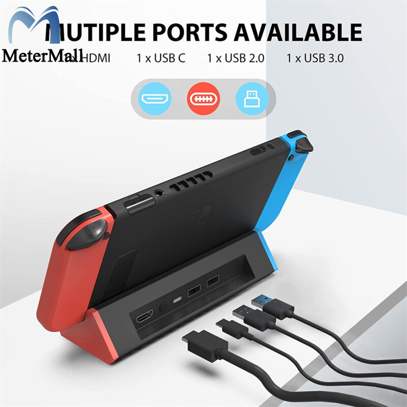 Siwiqu Tv Dock Station Replacement With 4k Hdmi-compatible Adapter/Type C/USB Port Compatible For Nintendo Switch/switch Oled