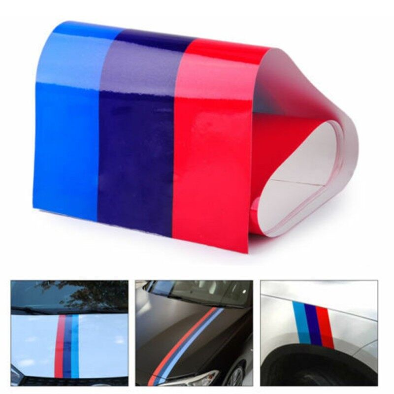 Đề Can Nhãn Dán Sọc Cờ Điện Màu M, Tấm Chắn Bùn Mui Xe Ô Tô PVC, 2M Cho BMW