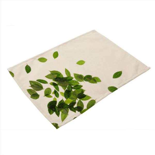 Xanh lá in hoa văn chịu nhiệt placemat cotton và vải lanh placemat