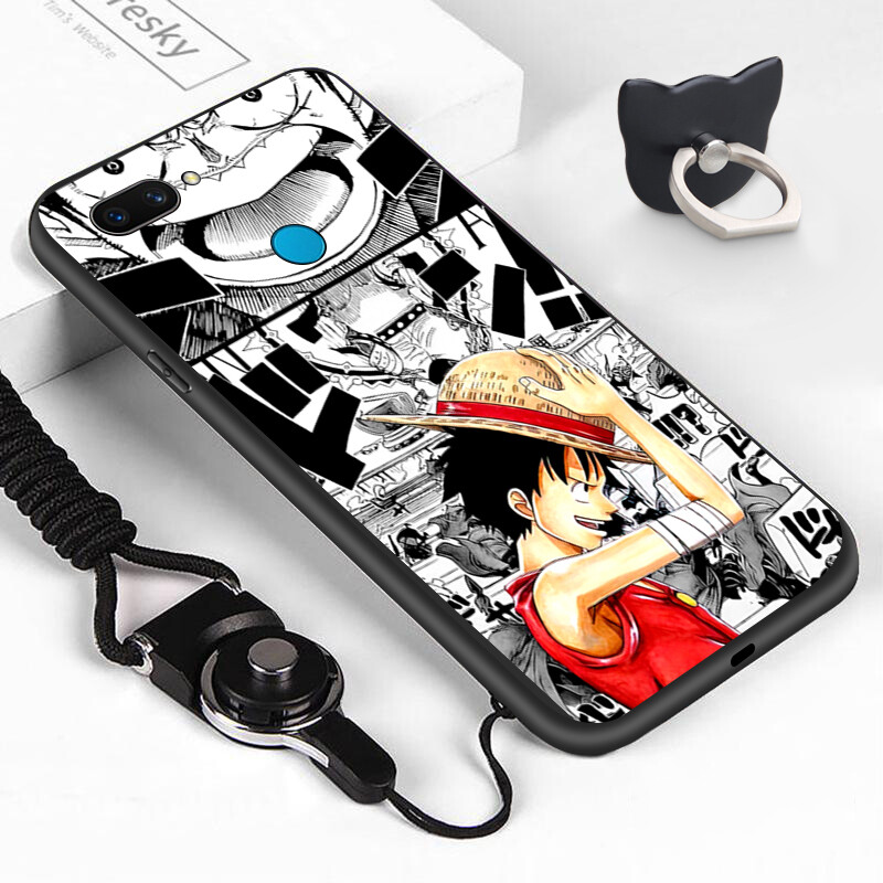 Casing case for oppo a12 oppo a12e oppo a12s cartoon black and white style luffy design phone case shockproof soft silicone tpu protective phone casing