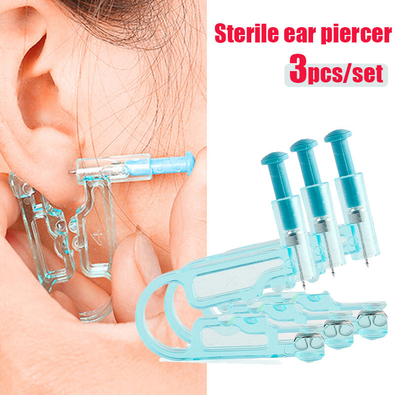 3Pc /set Disposable Painless Aseptic Ear Piercing Healthy Sterile Puncture Tool Without Inflammation for Earrings Ear Piercing Device