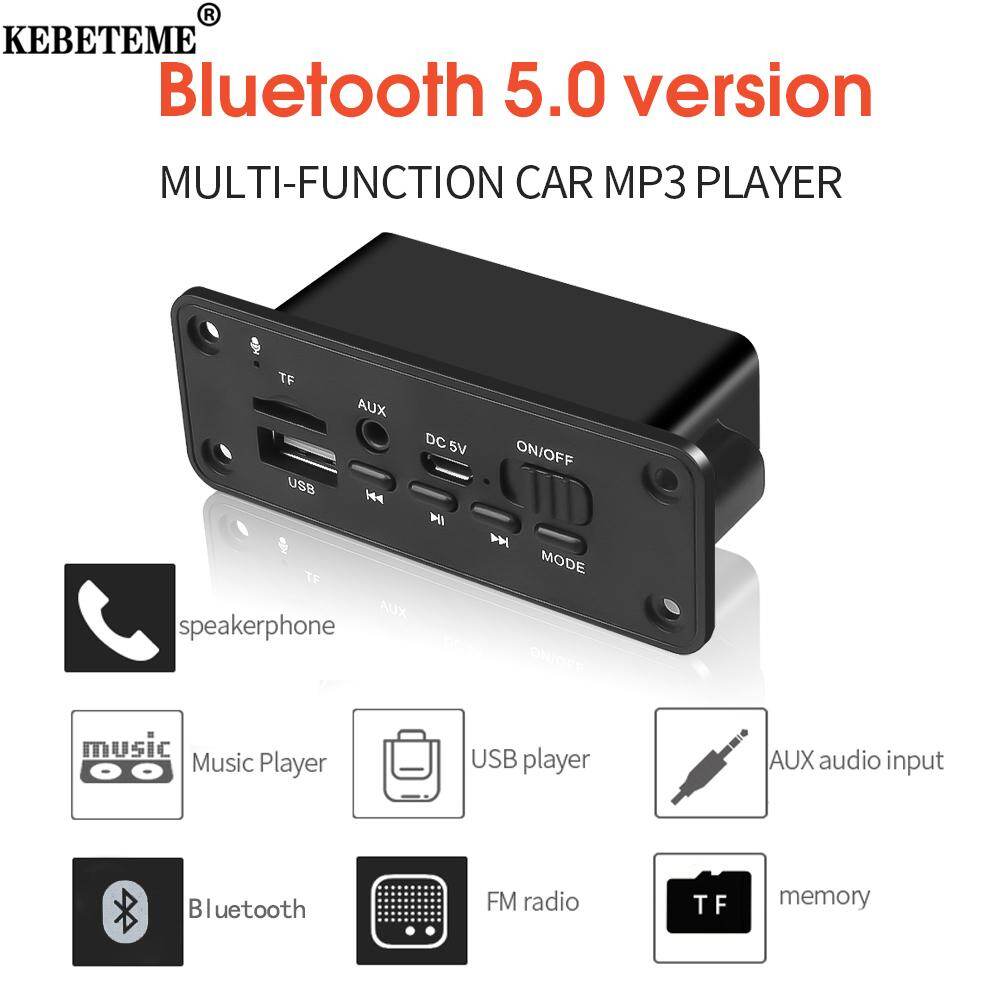 KEBETEME【6W Amplifier+BT 5.0+Recording】DC 5V MP3 Player Wireless Bluetooth V5.0 WMA Decoder Board Audio Module USB TF Radio FM Receiver AUX Audio DC 5V Input For Car Home Audio