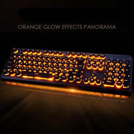 Greatcase Xinmeng Mamba K100 คีย์บอร์ดเล่นเกม Steampunk Retro/Keycap USB สายเรืองแสงแผงโลหะคอมพิวเตอร์แล็ปท็อปแป้นพิมพ์ RU สติกเกอร์