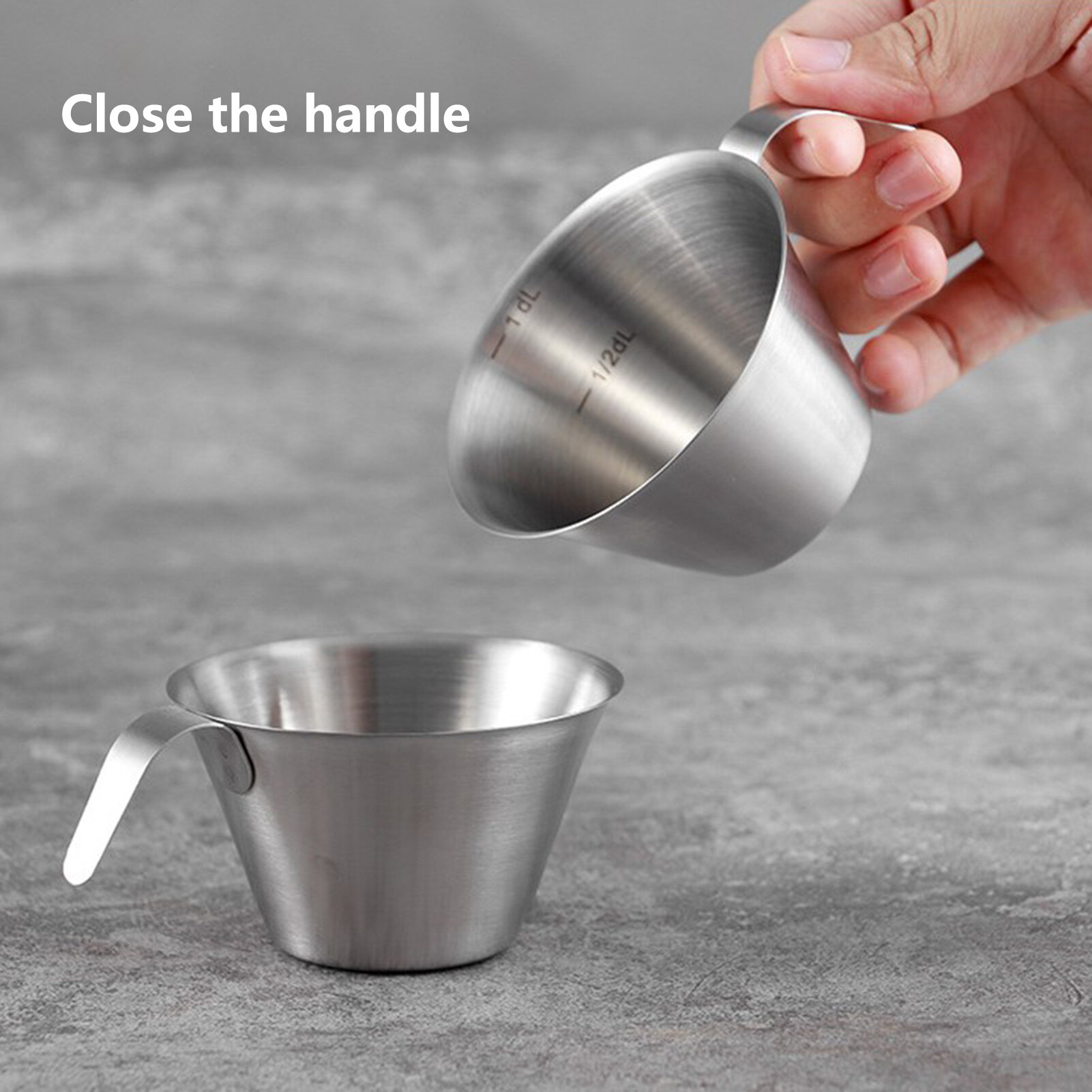 JAREDQ 100ml Measuring Cup with Handle Rust-Proof Stainless Steel Espresso Coffee Measuring Cup for Bakery