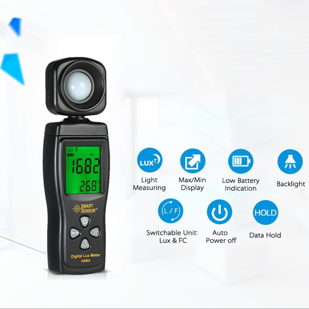 Máy Đo Lux Kỹ Thuật Số Mini Cảm Biến Thông Minh Máy Đo Độ Sáng Cầm Tay Màn Hình LCD Máy Đo Độ Sáng Quang Kế Đồng Hồ Đo Ánh Sáng Luxmeter 0-200000 Lux