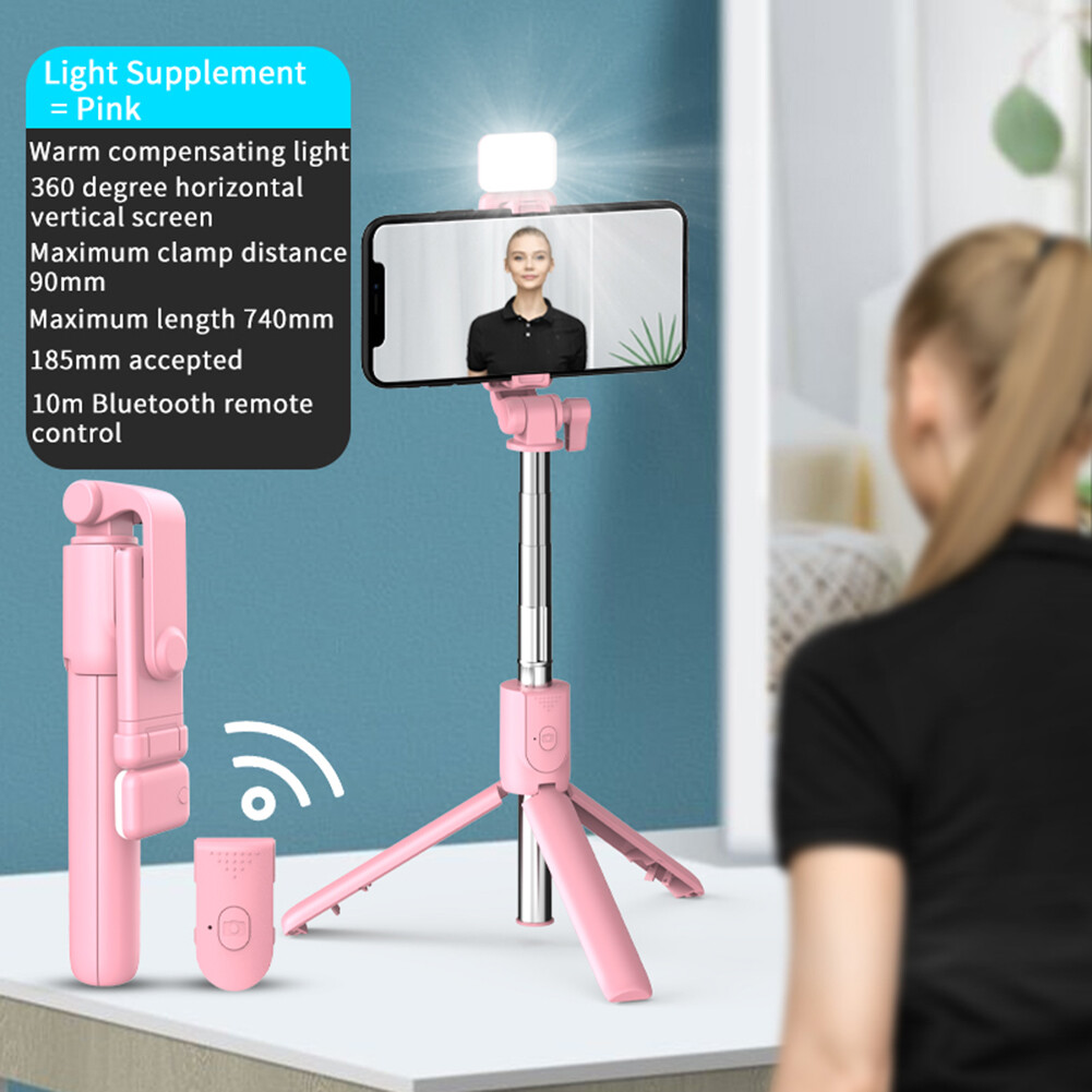 Mini Tripod Fill Light Selfie Stick Selfie Stick Extendable with Fill Light Remote Phone Stand
