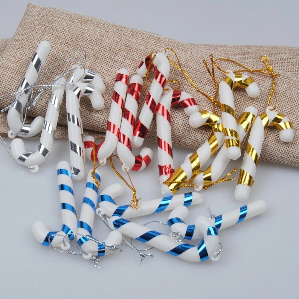 12Pcs/bag Christmas Tree Candy Cane Hanging Festival Decor Xmas Tree Hanging Ornaments