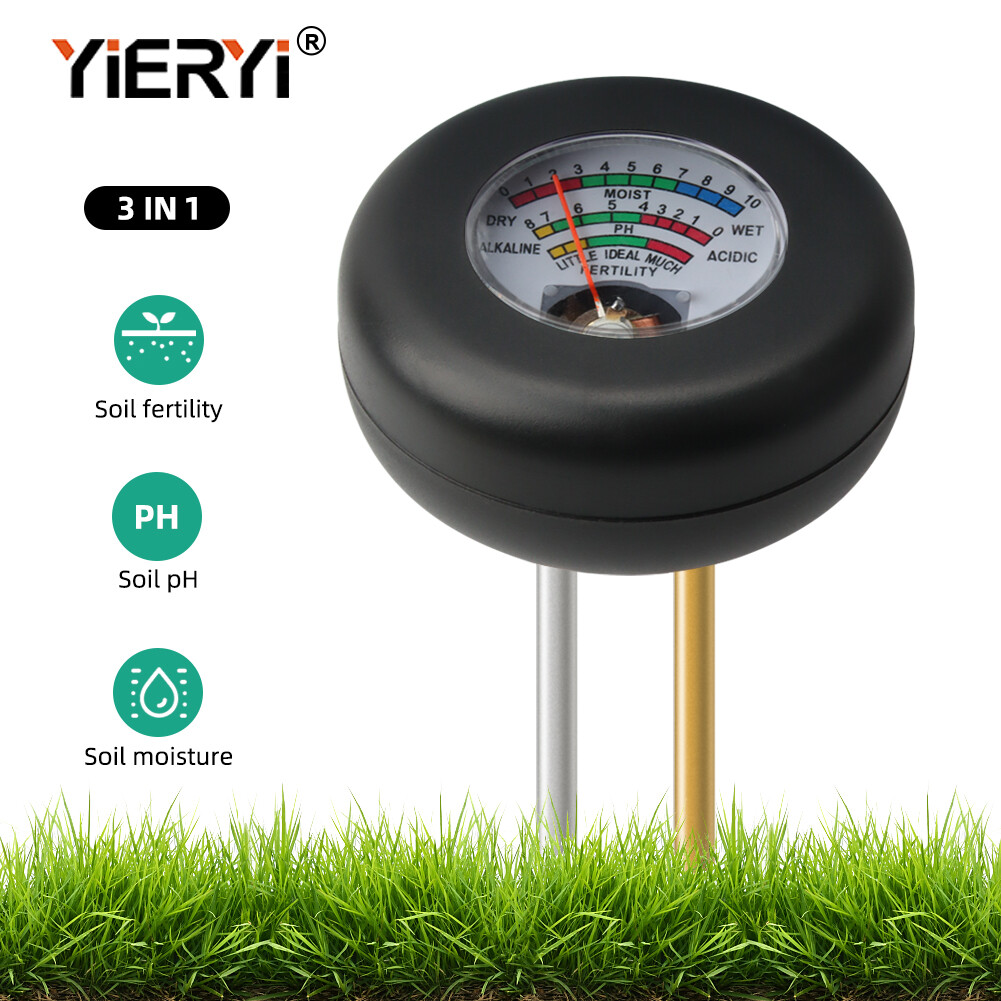 Yieryi 3 in 1 Soil PH Fertility Humidity Tester Garden Flowers Soil Moisture Sensor Npk meter