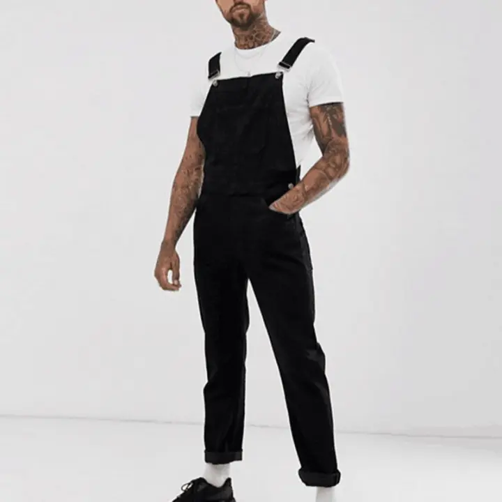 mens black denim overalls