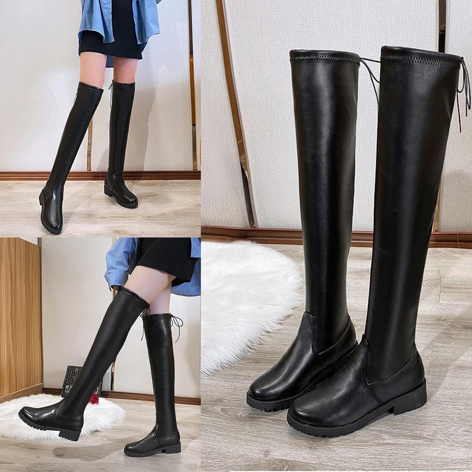 Giày Cao Đến Đầu Gối Giày Cao Gót Mùa Đông Đế Thấp Và Bốt Mùa Thu Bốt Nữ