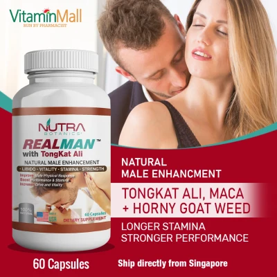 [Ship from Singapore] Nutra Botanics Realman with TongKat Ali - 60 Capsules – Top Natural Male Enhancement Pill for Men that Work - Support Healthy Sex Drive, Stamina & Performance - Enhance with Maca, L Arginine, Horny Goat Weed, Panax Ginseng & More!