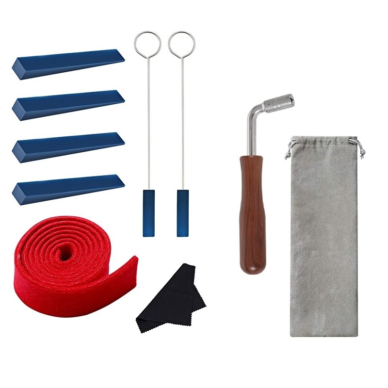 Piano Tuning Kit 10 Pcs Piano Tuning Tool Kit/Piano Tuning Wrench Hammer/Felt Temperament Strip/Rubber Mute