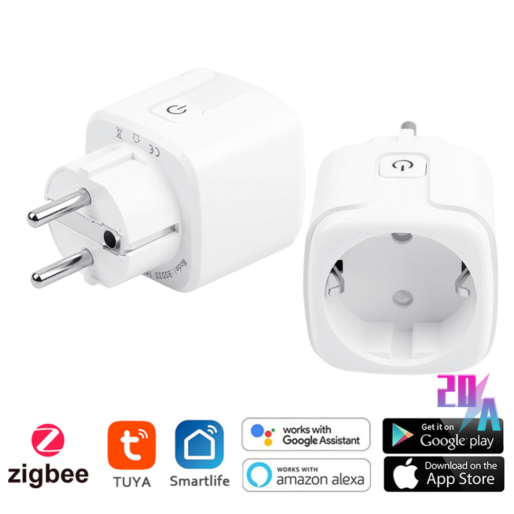Sauceret Tuya ZigBee Phích Cắm Thông Minh Ổ Cắm EU 20A Ổ Cắm Từ Xa Không Dây Ổ Cắm Hẹn Giờ Thông Minh Điều Khiển Bằng Giọng Nói Ổ Cắm Điện Thông Minh PC Chống Cháy Tại Nhà EU Jan