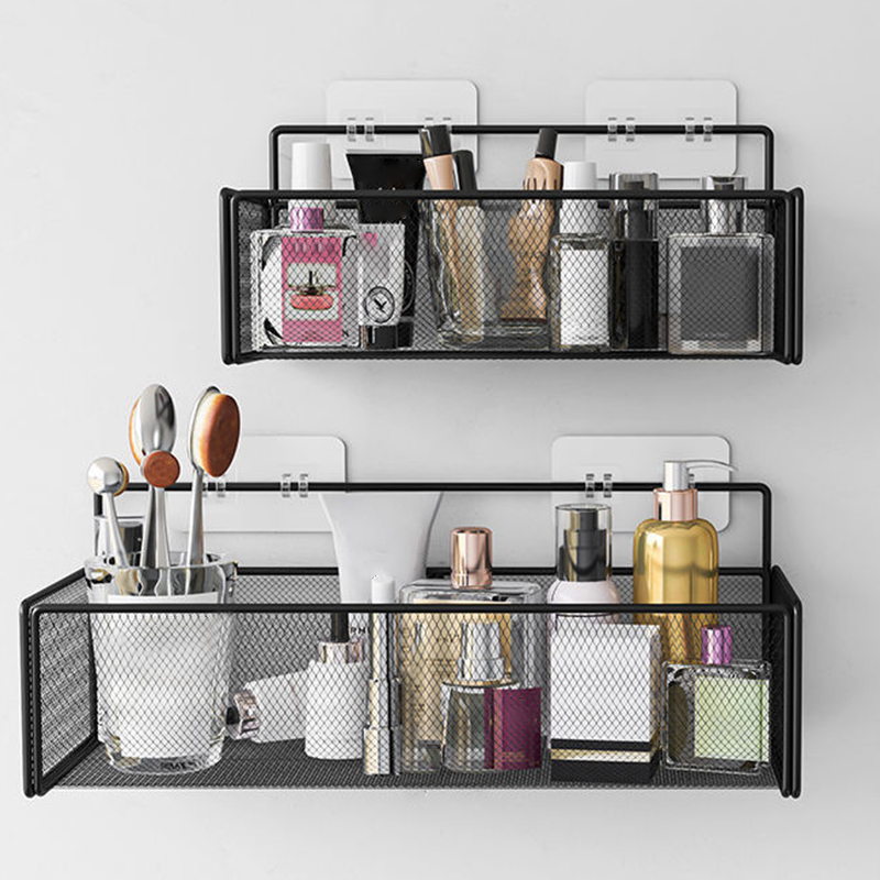 Loozykit Wall-Mounted Storage Rack Punch Free Bathroom Shelf Kitchen Hanging Basket Shampoo Holder Corner Shelves
