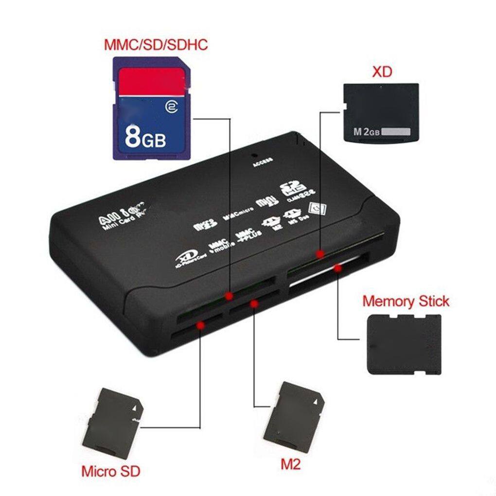 Đầu Đọc Thẻ Tất Cả Trong Một Bộ Chuyển Đổi Đầu Đọc Thẻ SD USB 2.0 Hỗ Trợ TF CF SD Mini SD SDHC MMC MS XD Mới