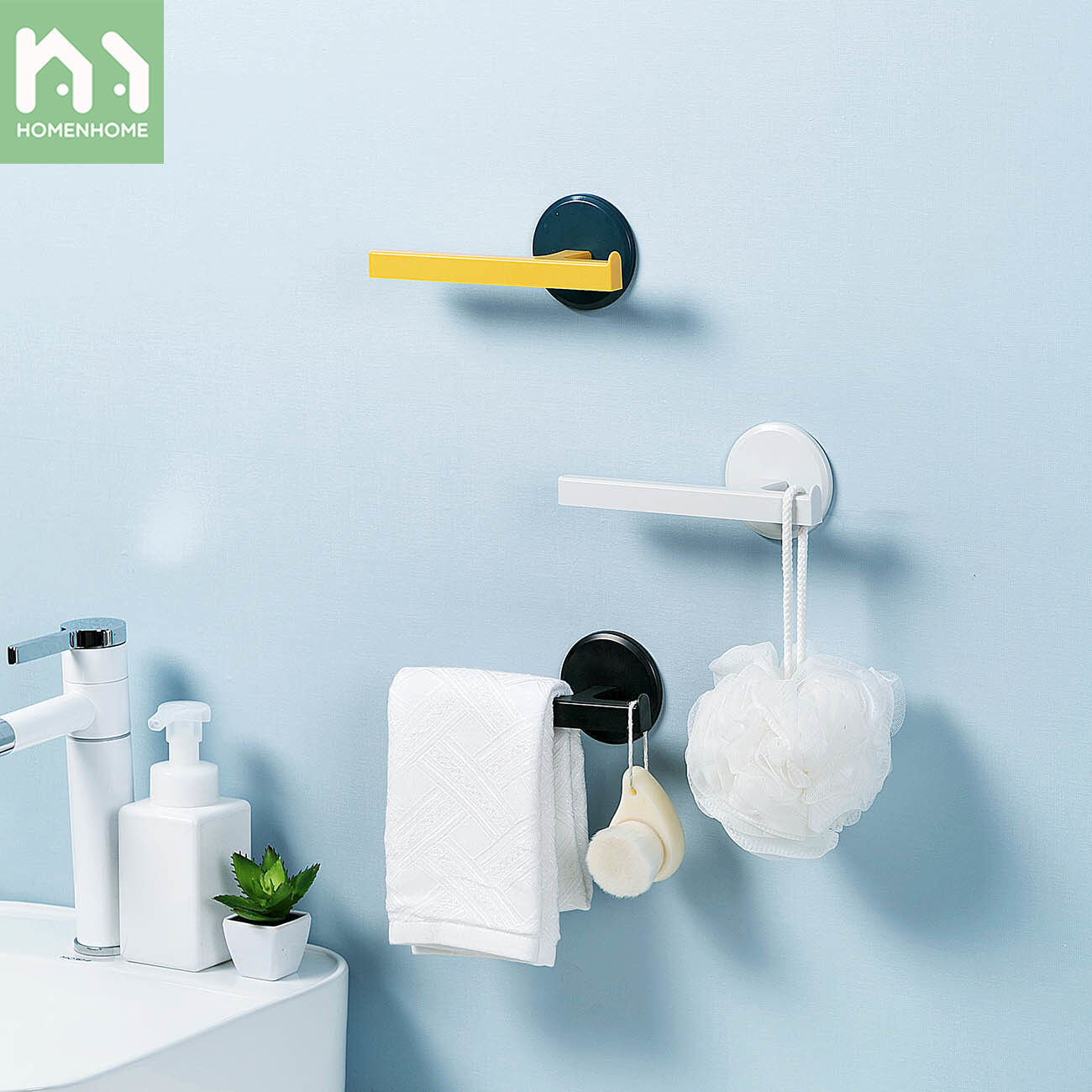 Homenhome Toilet Towel Hanging Rack Single Rod No Punching Suction Cup Towel Rails In Bathroom