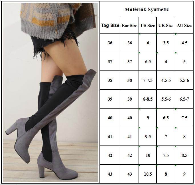 WOMENS LADIES THIGH HIGH BOOTS OVER THE KNEE PARTY STRETCH BLOCK MID HEEL SIZE