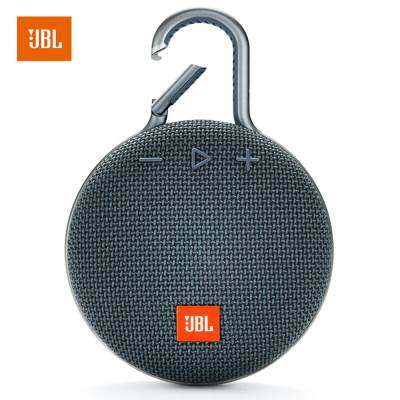 คลิ JBL 3 แบบพกพา Blue-tooth 4.2 สตรีมมิ่งลำโพงขนาดเล็กลวดน้อยกว่า IPX7 กันน้ำสเตอริโอซับวูฟเฟอร์เครื่องเล่นเพลงเบสพร้อมตะขอไมโครโฟน 3.5 มม. สายออดิโอสีดำ