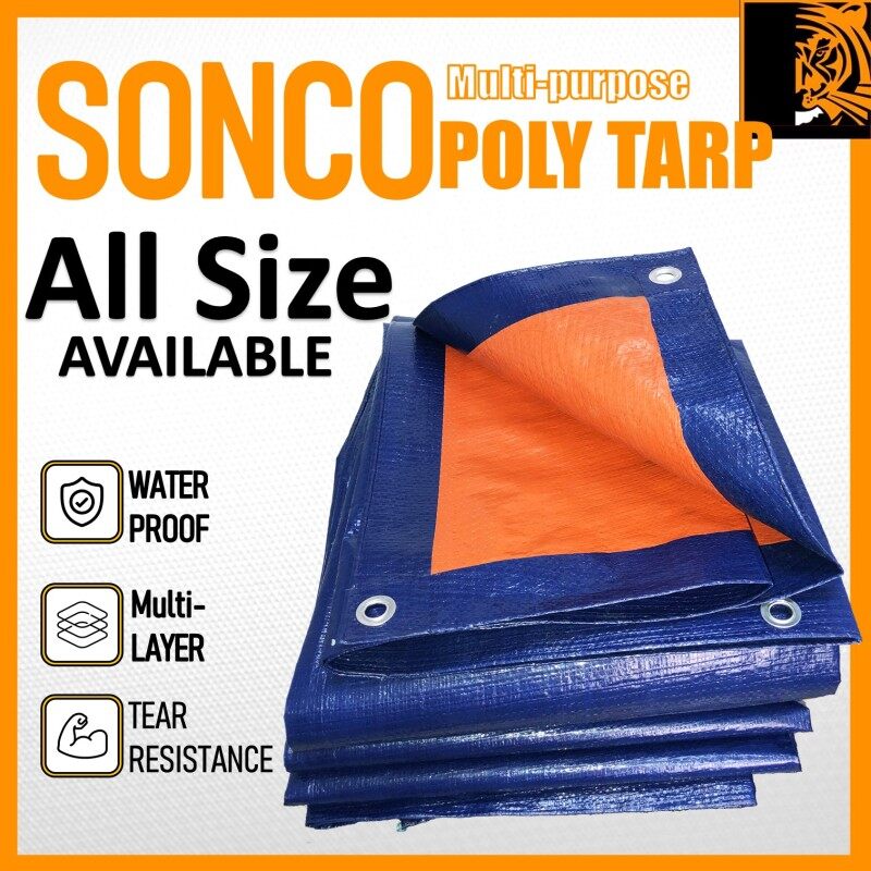 SONCO Korea High Quality Blue Orange Water Resistance Flexible Sheet Canvas Tarpaulin