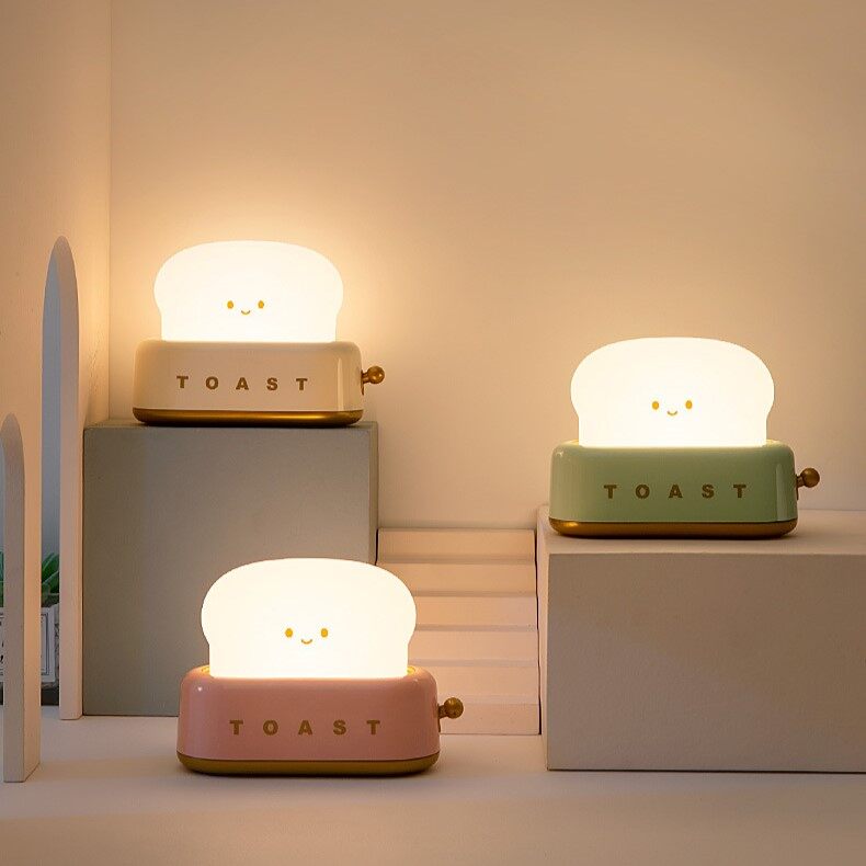 Máy làm bánh mì đèn ban đêm Không Dây đèn ngủ đèn bàn sáng tạo Sạc Mờ Chiếu Sáng LED ánh sáng ấm áp Phòng Ngủ Cạnh Giường Thời Gian Đèn